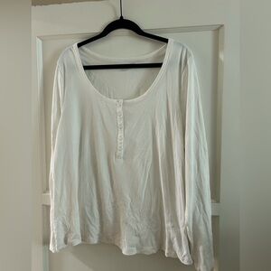 Old Navy Cream Long Sleeve Henley Top, 3X